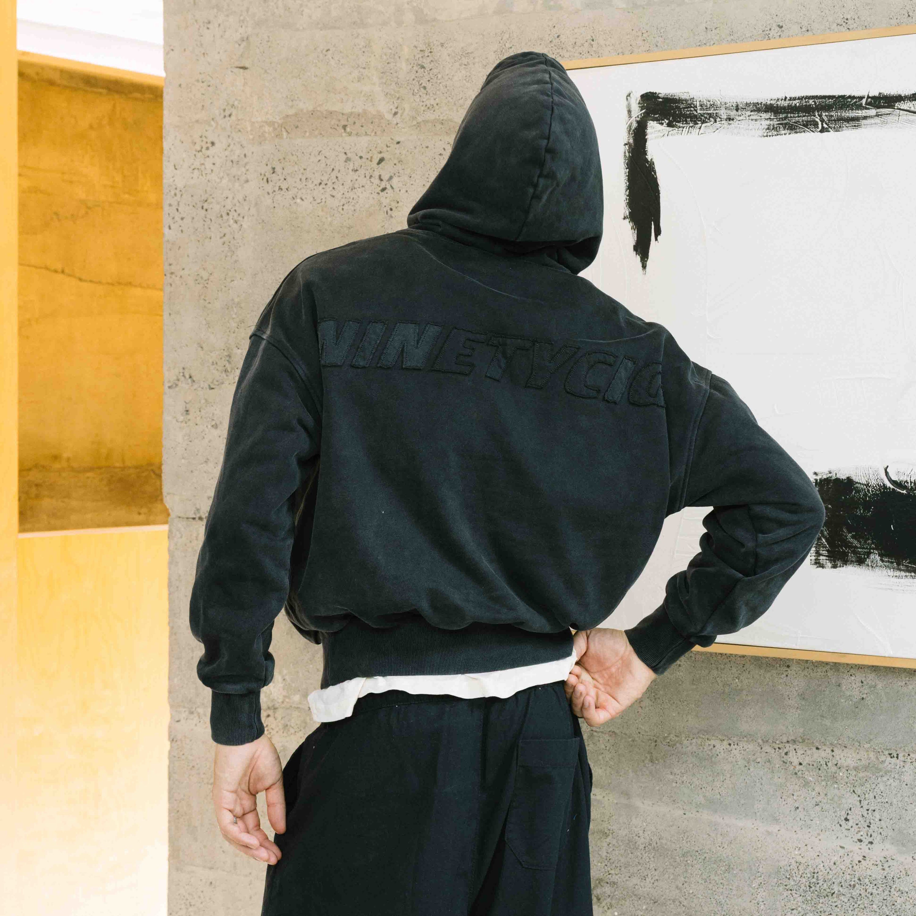 90CIG LOGO HOODIE - Washed Black