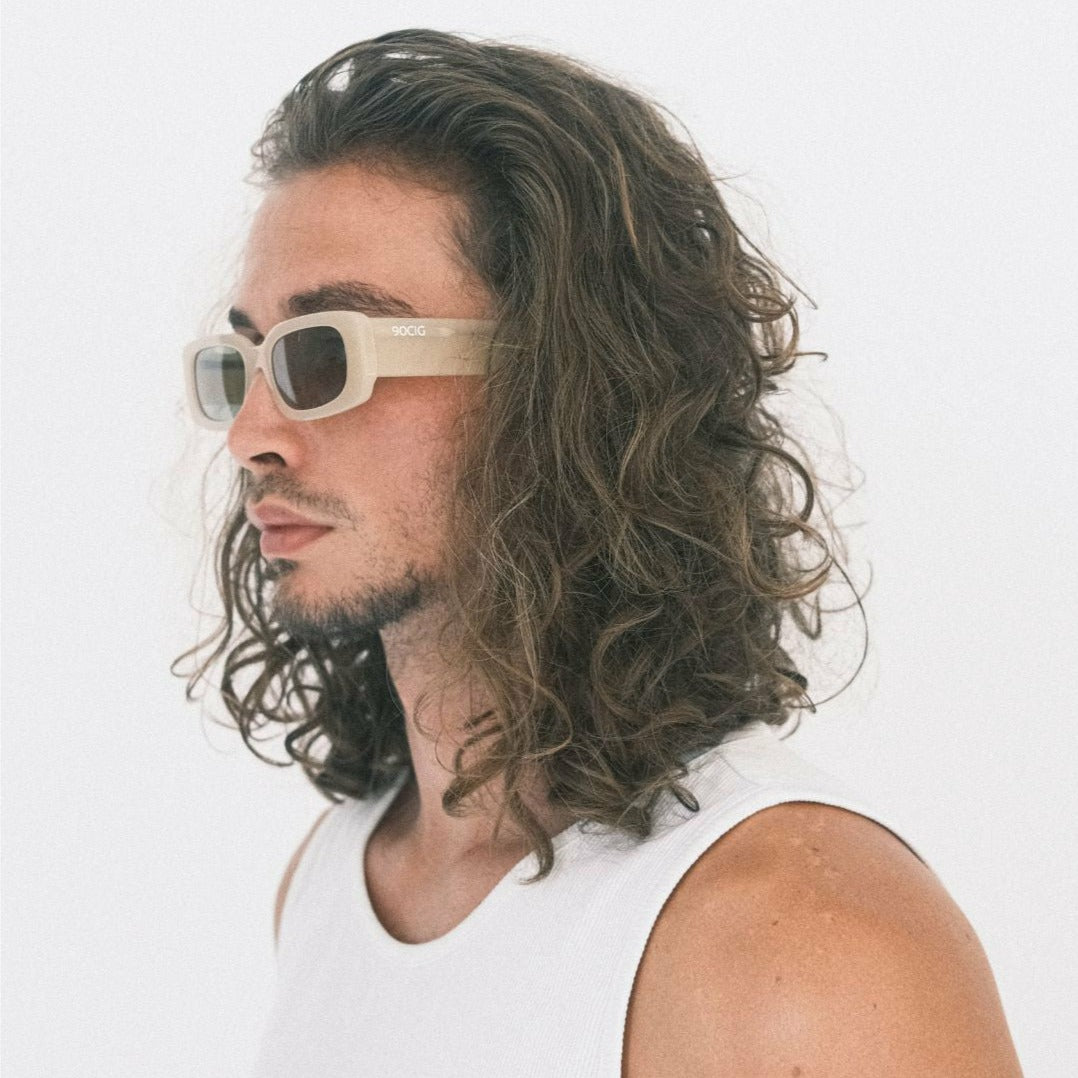 90CIG XXX01 Creme/Green Unisex Sunglasses